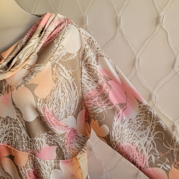 Vintage Maxi Dress / Mini Cowl Neck / Pastel / Large - Picture 4 of 5